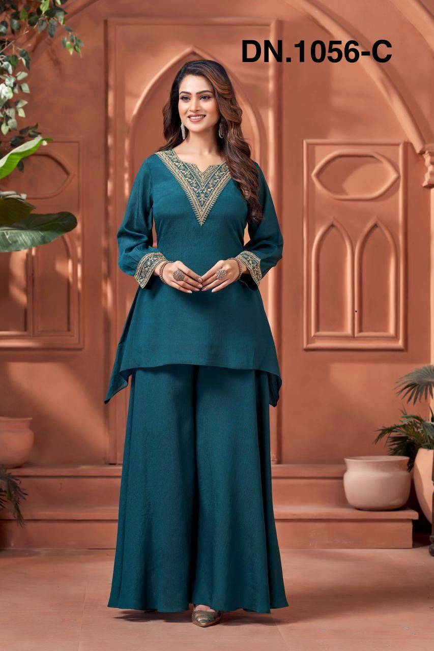 FZ Falsa by KAAMIRI 1056A To 1056E Series Beautiful Fancy Stylish Colourful casual Heavy Chinon Co-ord sets At Wholesale Price